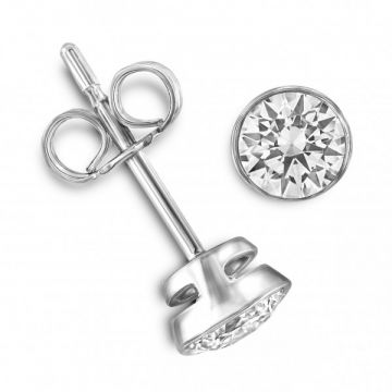 Modern Rubover Round Brilliant Cut Diamond Single Stone Earrings F/G Colour & SI Clarity