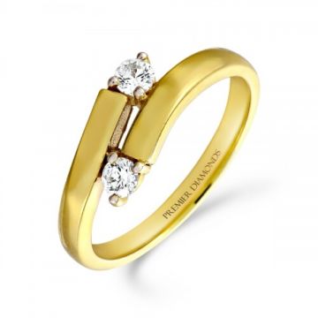 Delicately shaped 2 stone round diamond claw set crossover ring 0.20 carat F/G Colour & SI Clarity