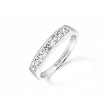 Stunning modern princess cut diamond channel set eternity ring 0.60 carat F/G Colour & SI Clarity