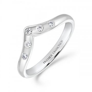 Classic 5 stone burnish set round brilliant cut diamond wishbone ring 0.10 carat F/G Colour & SI Clarity