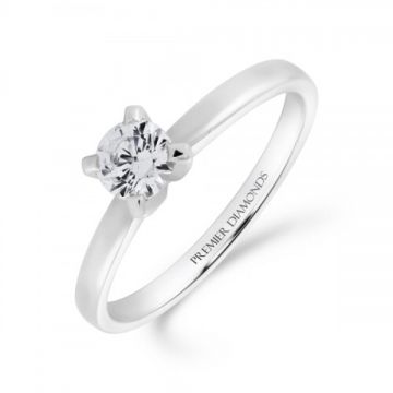Classic four claw round brilliant cut single stone diamond engagement ring 0.33 carat F/G Colour & SI Clarity