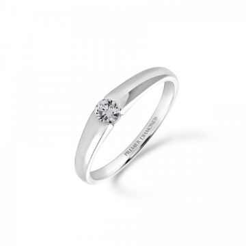 Modern rubover round brilliant cut single stone diamond solitaire engagement ring 0.15 carat F/G Colour & SI Clarity