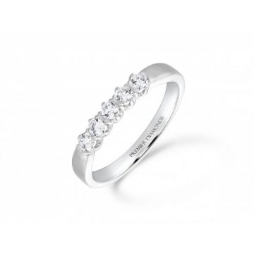 Stunning 5 stone claw set round brilliant cut diamond eternity ring with polished detail 0.30 carat F/G Colour & SI Clarity