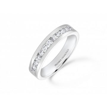 Stunning modern 15 stone round brilliant cut diamond channel set half eternity ring 0.53 carat F/G Colour & SI Clarity