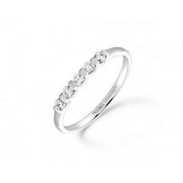 Modern 5 stone bar set round brilliant cut diamond eternity ring with polished detailing 0.25 carat F/G Colour & SI Clarity