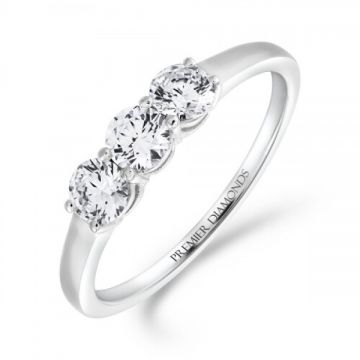 Modern low set 3 stone  0.75ct diamond trilogy ring F/G Colour & SI Clarity