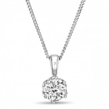 Traditional Six Claw Round Brilliant Cut Diamond Single Stone Pendant F/G Colour & SI Clarity