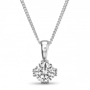 Modern Twin Claw Round Brilliant Cut Diamond Single Stone Pendant F/G Colour & SI Clarity